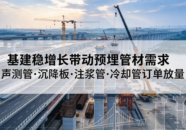松北基建稳增长带动预埋监测管材需求，声测管、沉降板、注浆管订单持续放量